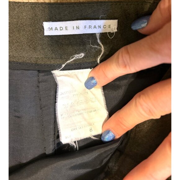 Vintage Bernard Zins Women's Dark Khaki Green Wool & Kashmir Trousers Size 8 - Picture 6 of 14